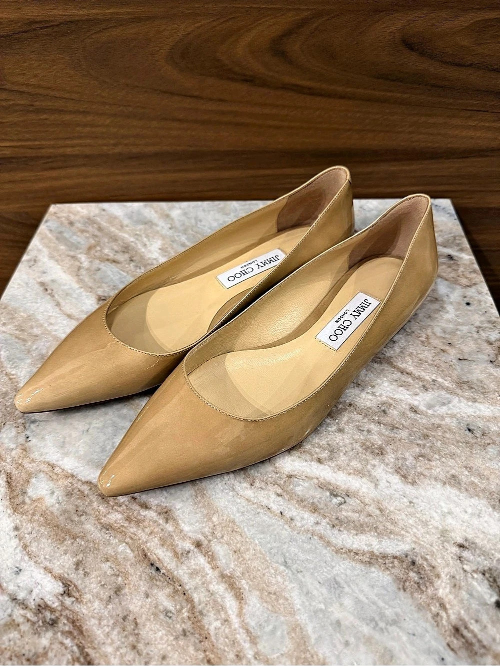 Jimmy Choo Love Flat Pointed-Toe flats in nude